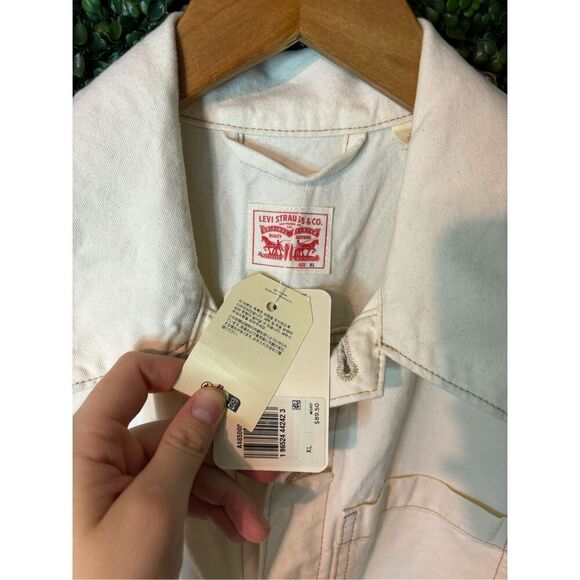 Levi Strauss & Co Women Extra Large Ivory Cream NWT Denim Sleeveless Button Jump - Picture 5 of 6